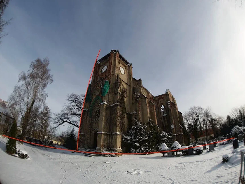 Example of barrel distortion from a Fisheye Lens