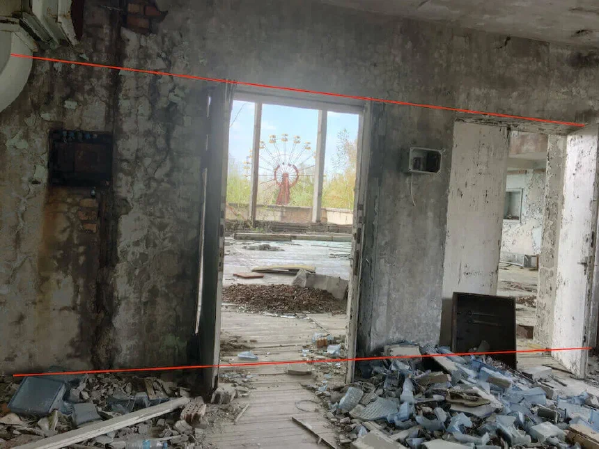 Example of horizontal perspective distortion