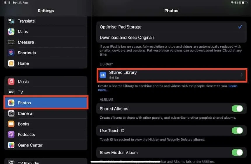 Setting uo the iOS 16 Shared Photo Library