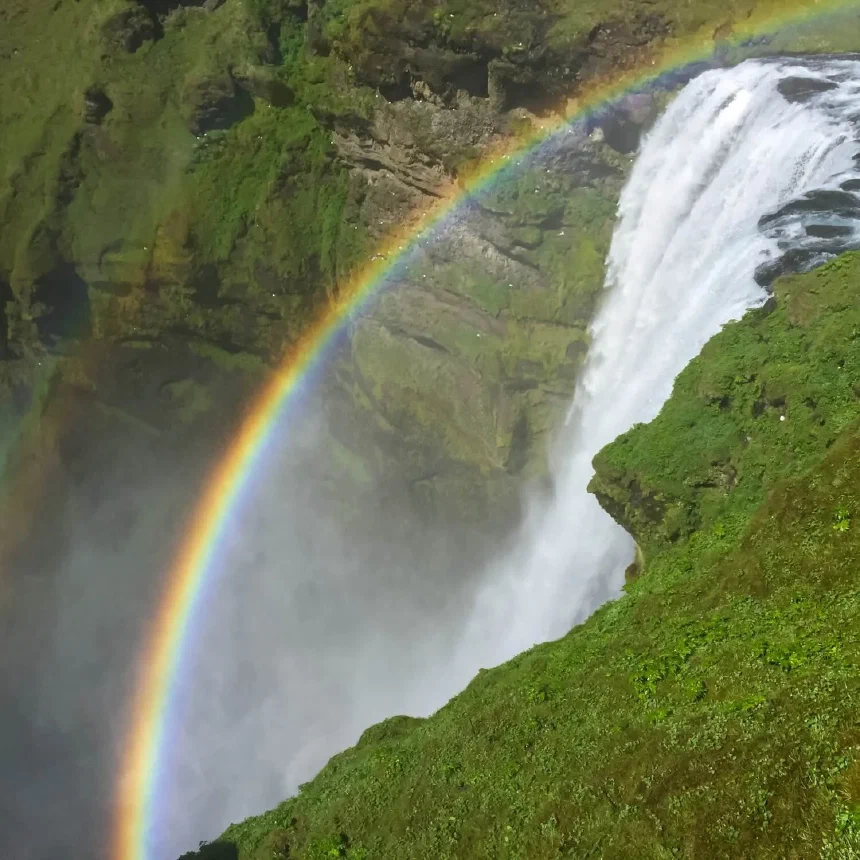 Rainbow at the Skogafoss waterfall in Iceland. Shot on iPhone 6 Plus.