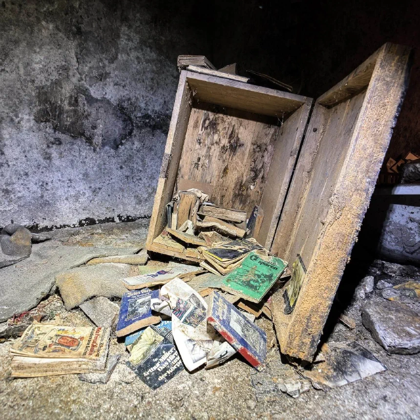 Abandoned box of books found in an abandoned tunnel in Vienna