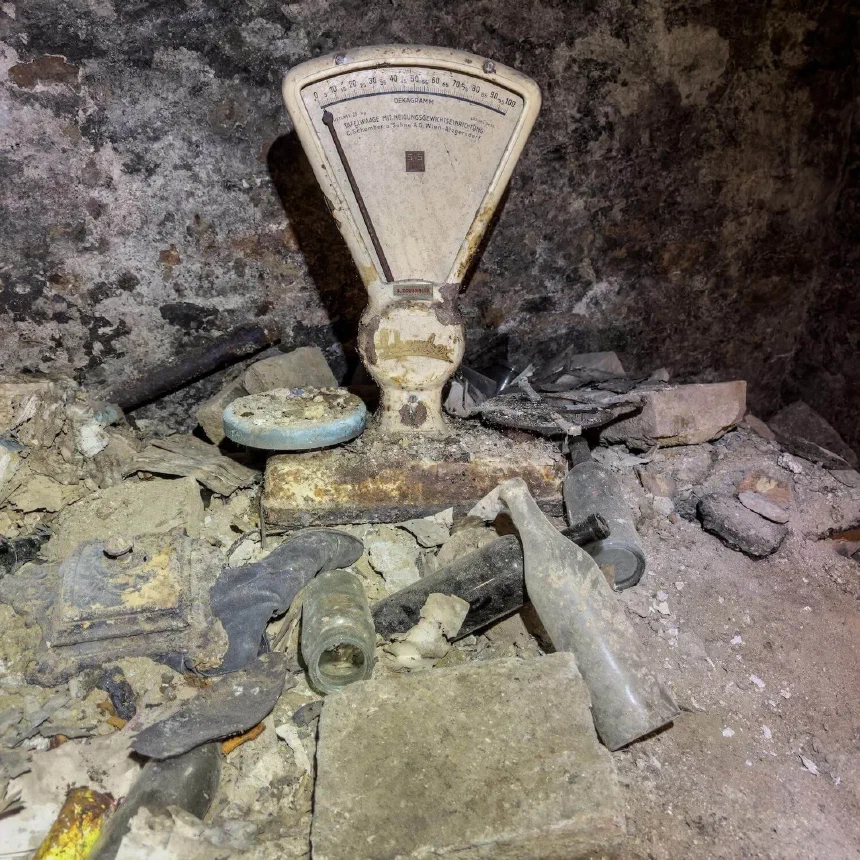 Old scale found in a former WWII underground shelter in Vienna
