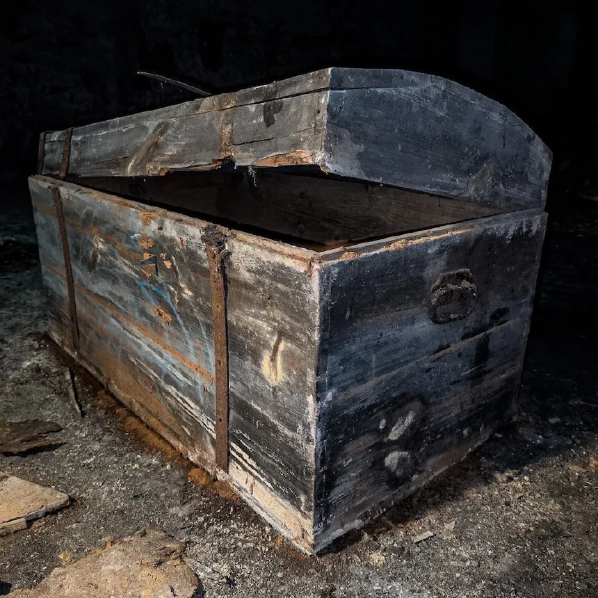 Wooden Box discovered in the abandoned air raid shelter
