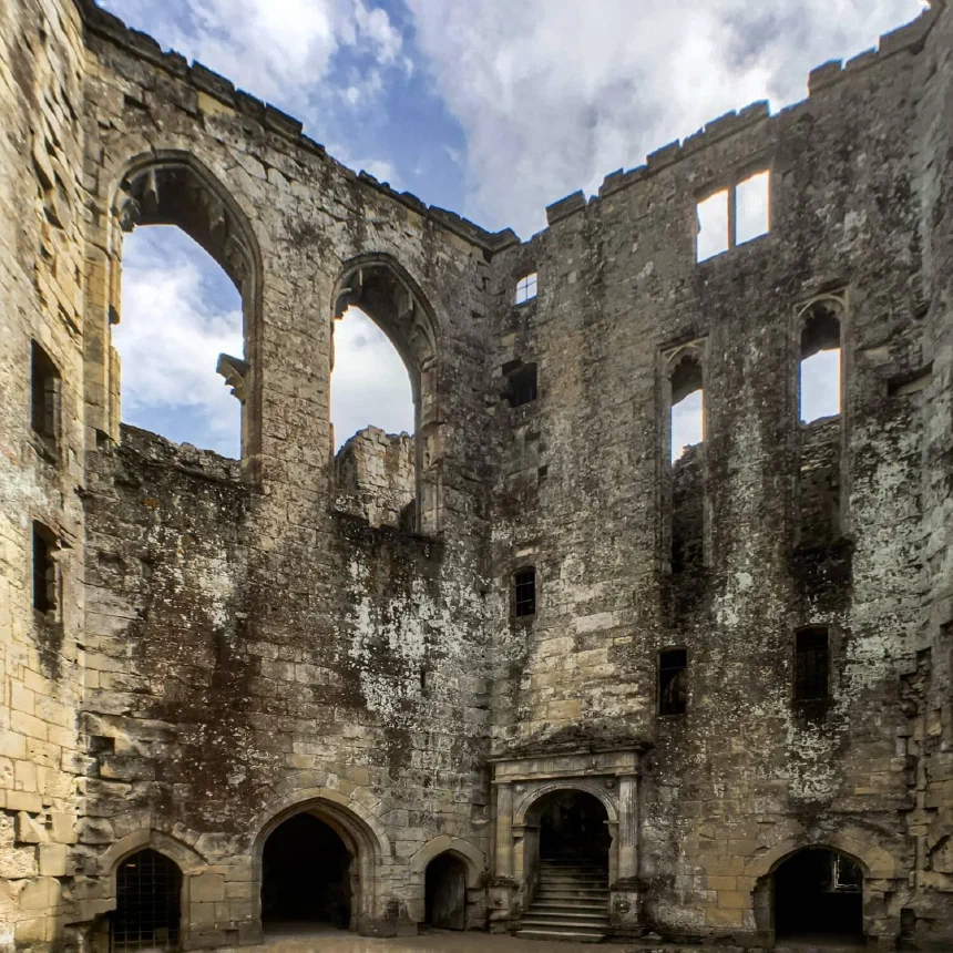 Gate and Stairs at Old Wardour Castle in England