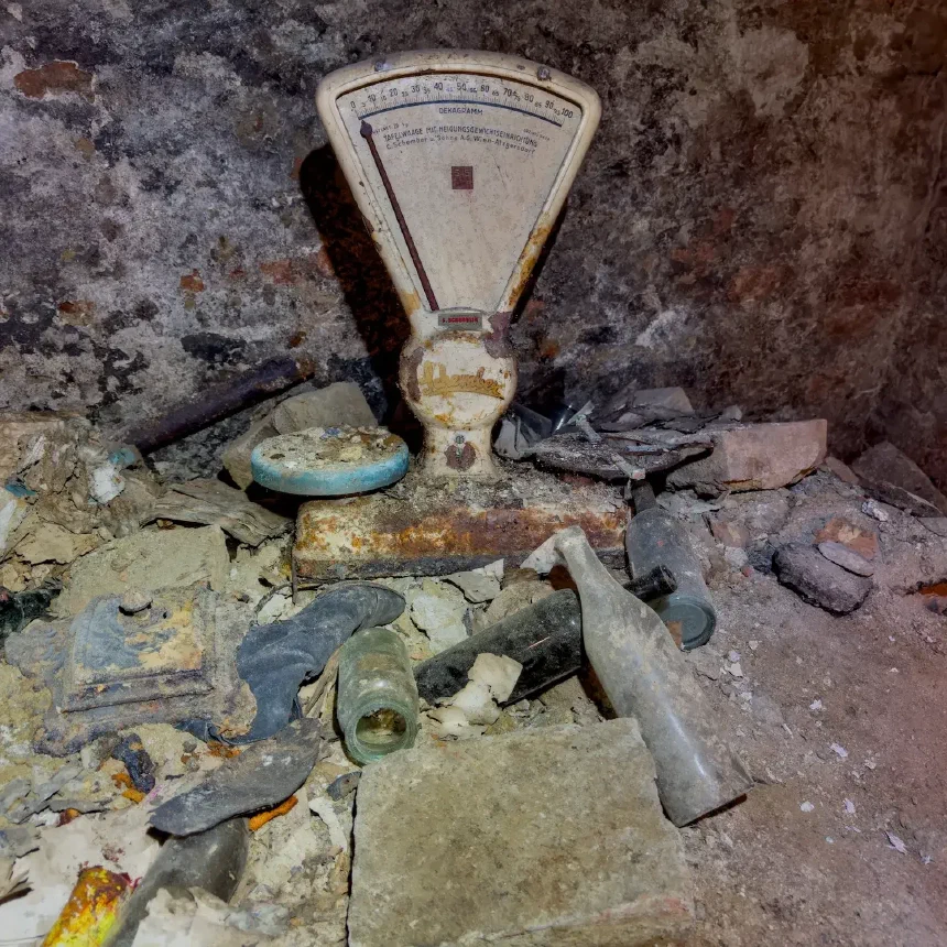 Old scale photographed during a paid underground tour in Vienna