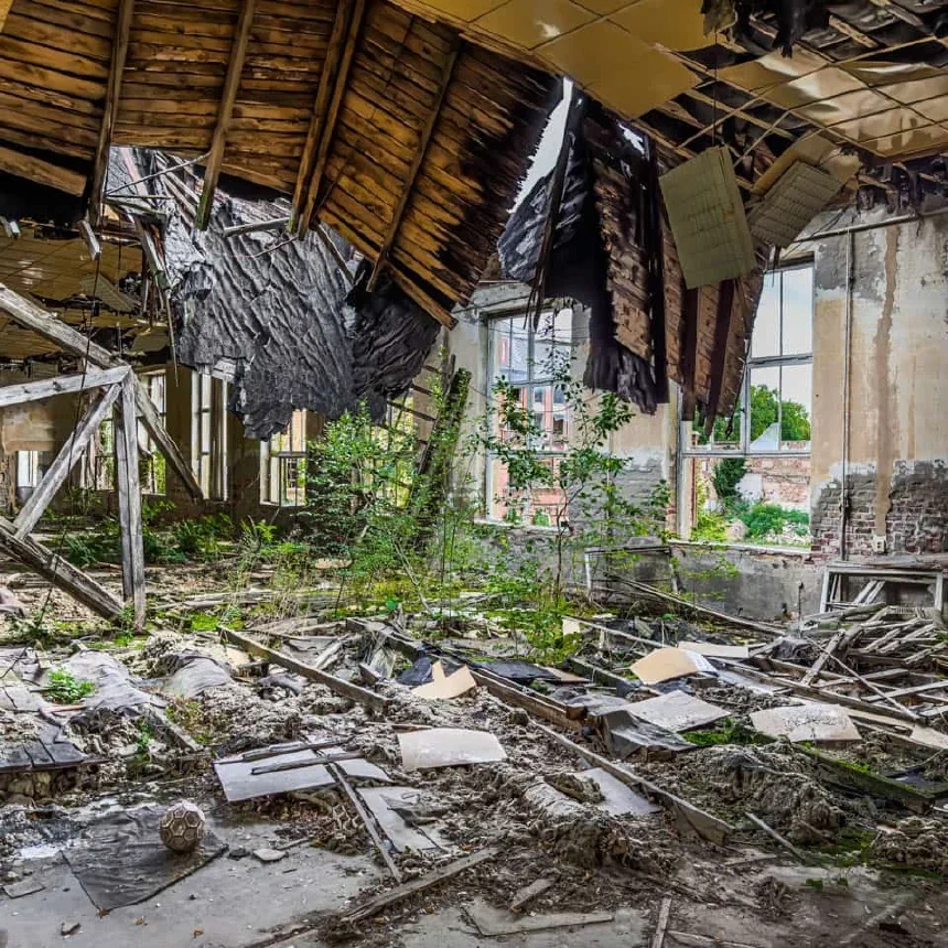 Collapsed roof