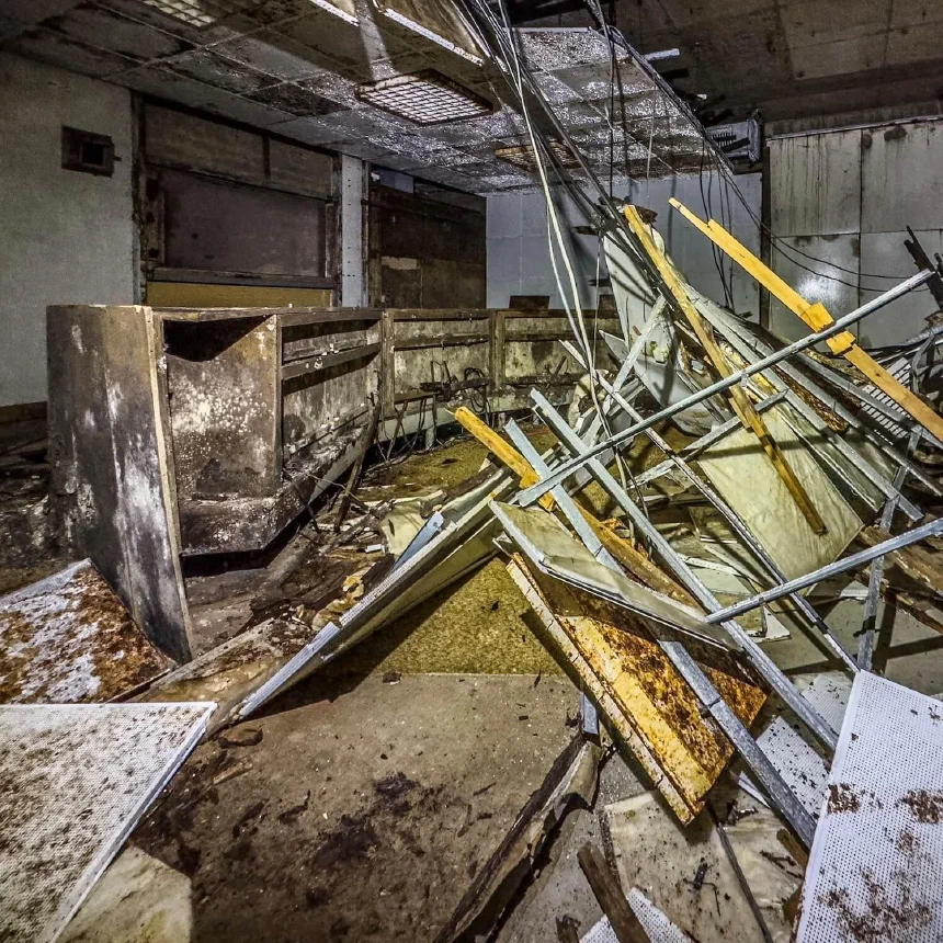 Collapsed control room at the Freudenberg Bunker