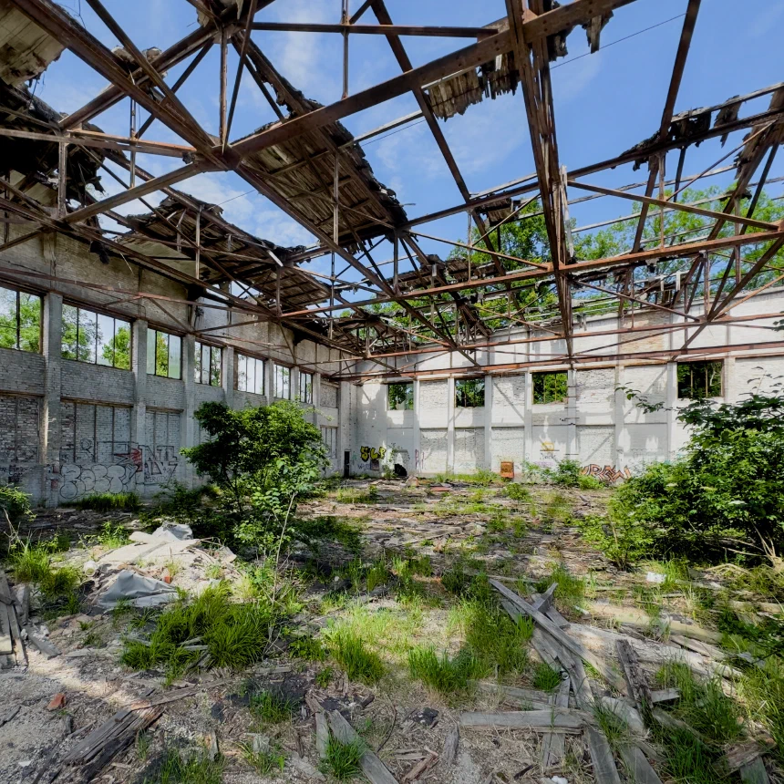 Decayed hangar the abandoned airport Schönwalde