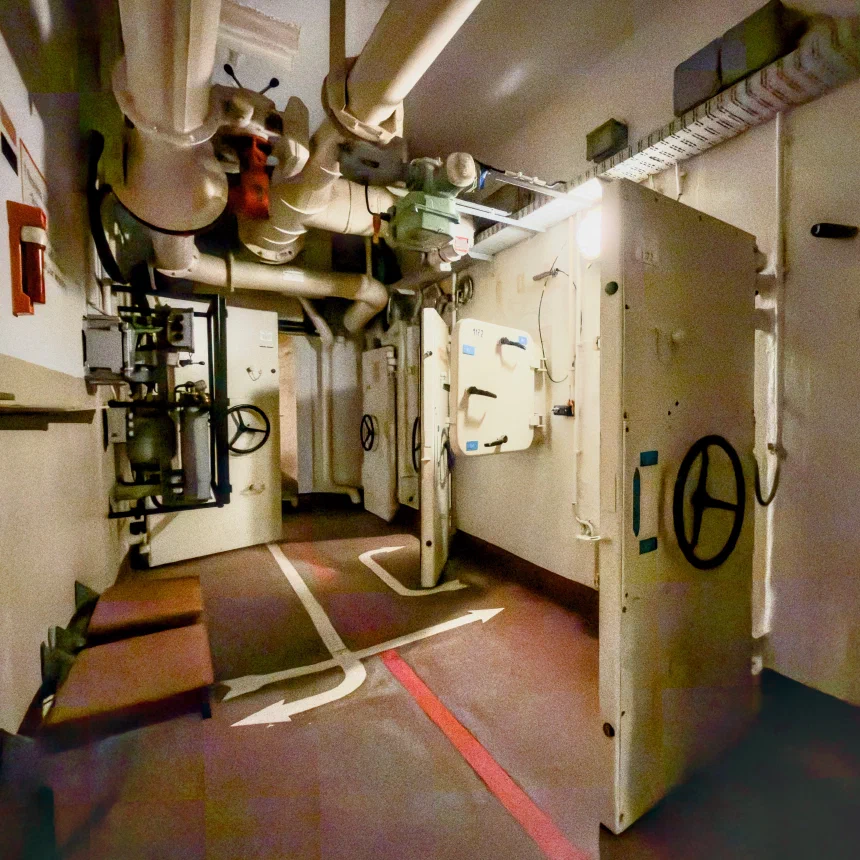 Airlock at the nuclear bunker at Harnekop