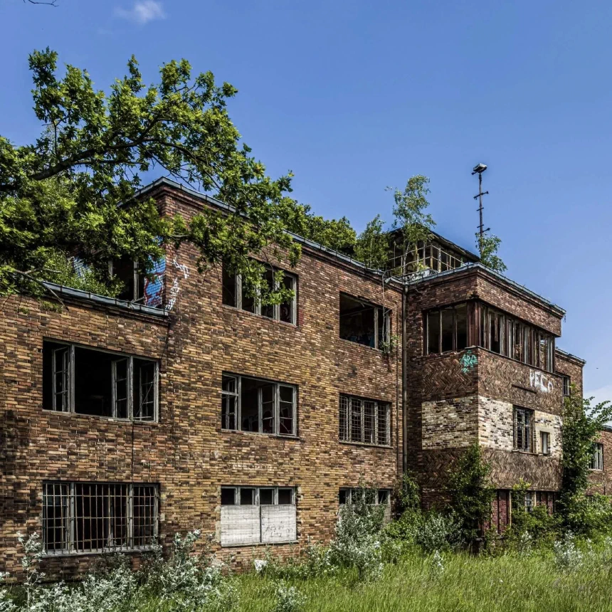 Abandoned tower at the airfield Schönewalde