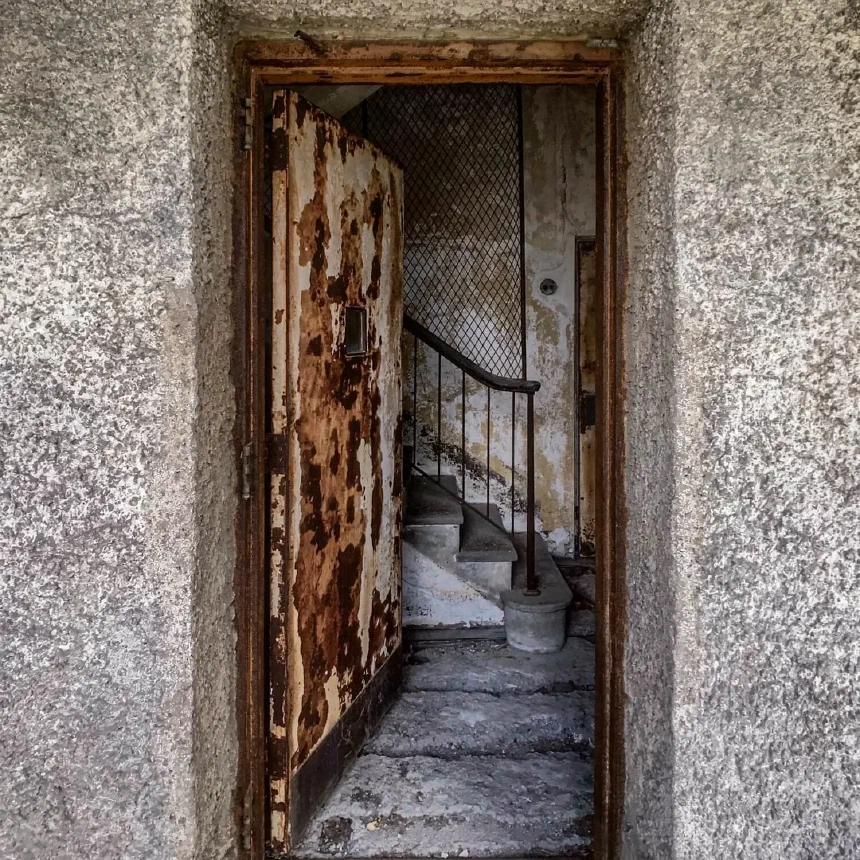 Lots of rusty doors there. Unfortunately, the upper floor is off limits.