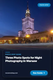 Three Photo Spots for Night Photography in Warsaw Pinterest Pin Preview