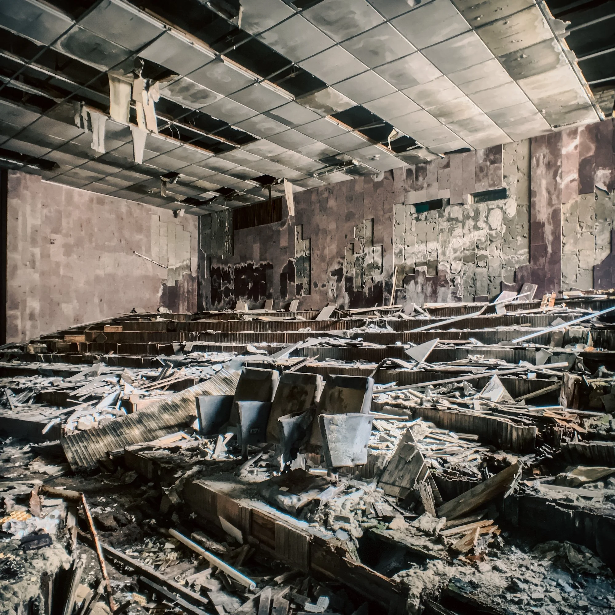 Abandoned theater, Chernobyl, Ukraine. Shot on iPhone 6S Plus. See how to use the rule of thirds in photography like I did in this photo.