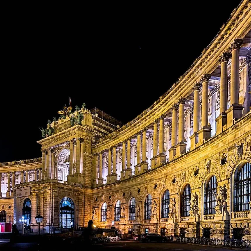 The Hofburg Palace in Vienna at night shot using iPhone Night Mode