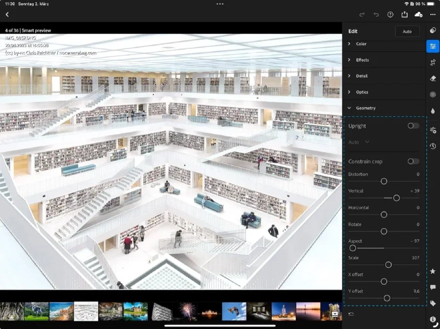Fix perspective distortions in Lightroom Mobile Premium