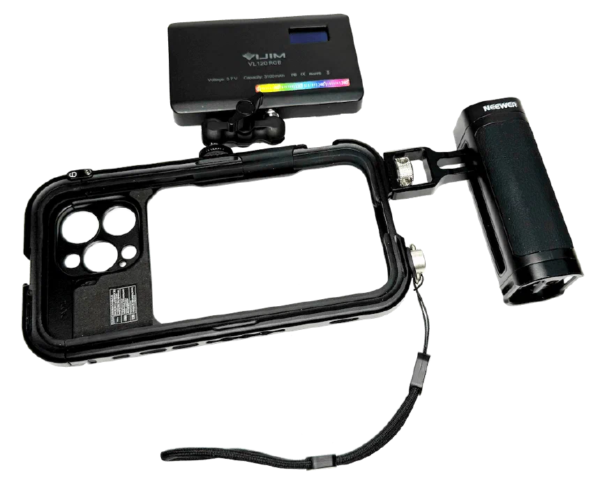 Neewer iPhone cage with wrist-strap, light and grip with remote shutter release