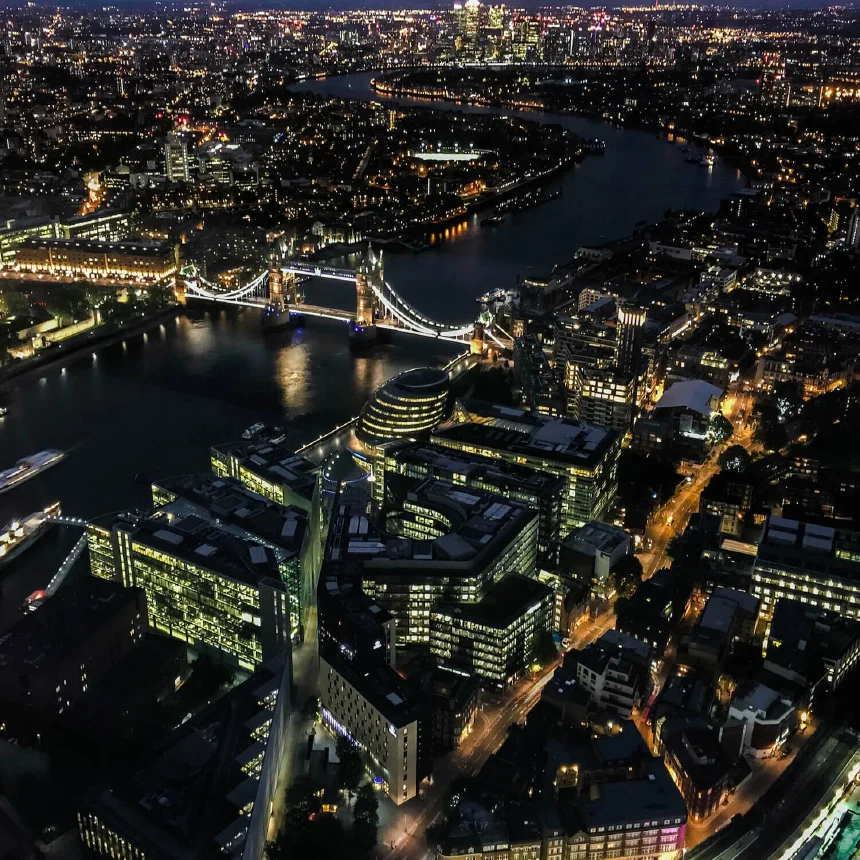 View from the Shard at night shot on iPhone 6S Plus using ProCamera Low Light Mode