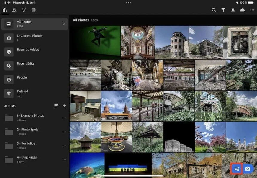 Importing a video into Lightroom mobile - step 1