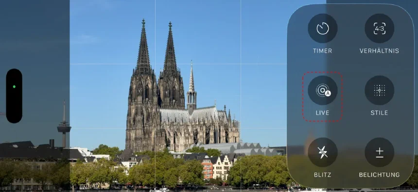 Photo options to enable Live Photos in iOS26