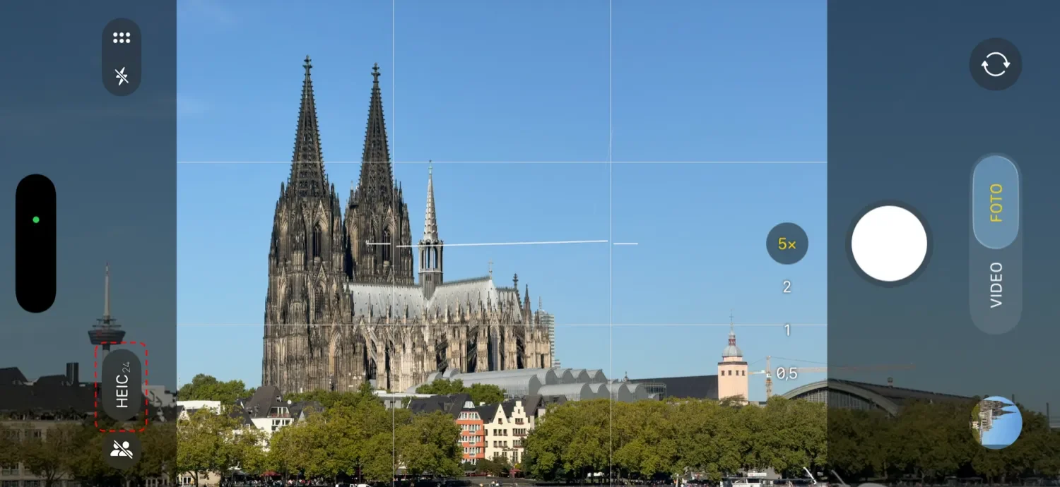 Format and resolution selector in iOS26