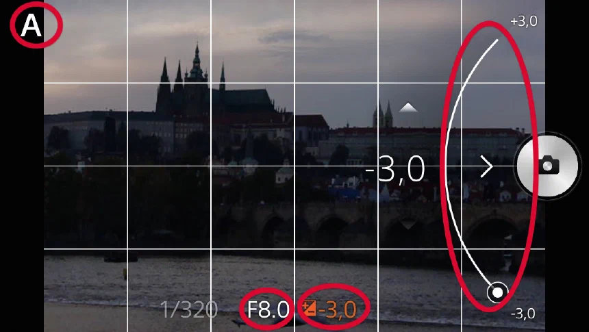 Manual bracketing mode with a Sony QX attachable lens style camera.