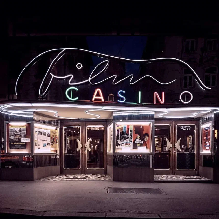 Vintage Style Cinema in Vienna at night shot on iPhone XS using ProCamera Low Light Mode